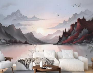 Dağlar Ile Doğa Manzarası Duvar Kağıdı