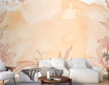 Elle Çizilmiş Çiçekler Arka Plan Duvar Kağıdı Ile Portakal Tozu Pastel