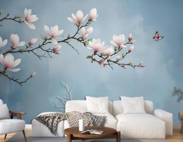 Pembe Manolya Çiçek Sanatı Duvar Kağıdı 