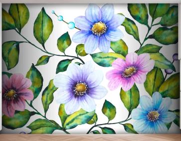 Gerçekçi El Boyalı Çiçek Mutfak Duvar Kağıdı