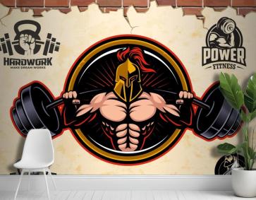 Sarı Arka Plan Viking Temalı Spor Salonu Duvar Kağıdı