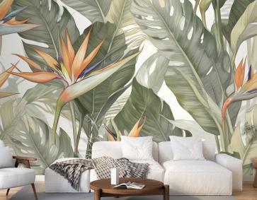 Yumuşak Muz Yaprağı Desenli Duvar Kağıdı