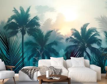 Tropikal Palmiye Ormanı Duvar Kağıdı 