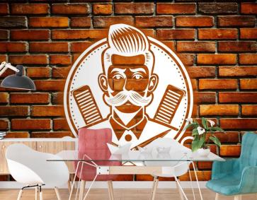 Tuğla Arka Plan Neon Tarzı 3D Kuaför Duvar Kağıdı