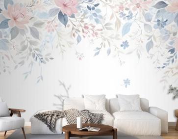 Vintage Retro Çiçekli Sanat Duvar Kağıdı 