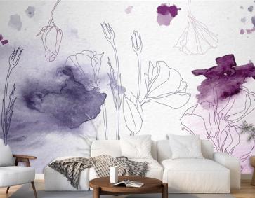 Suluboya Çiçek Arka Plan Duvar Kağıdı 