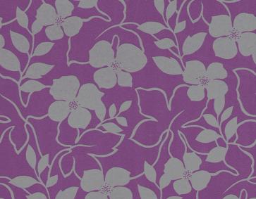 Mor Arka Plan Gri Çiçek Desen Ucuz Duvar Kağıdı 54104