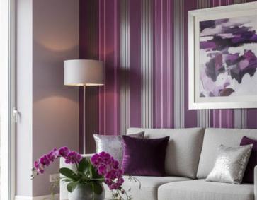 Mor Parlak Gri Çizgili Ucuz Duvar Kağıdı 53497