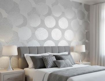 Parlak Bej Beyaz Çiçek Desen Duvar Kağıdı 3021