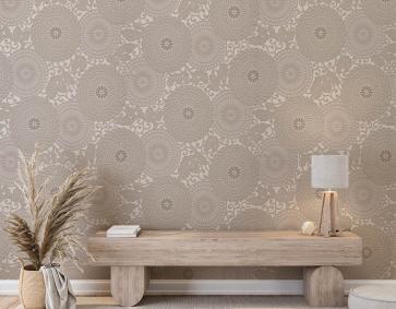 Parlak Beyaz Krem Çiçek Desen Ucuz Duvar Kağıdı 53225