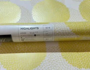 Parlak Sarı Beyaz Çiçekli Ucuz Duvar Kağıdı 3017