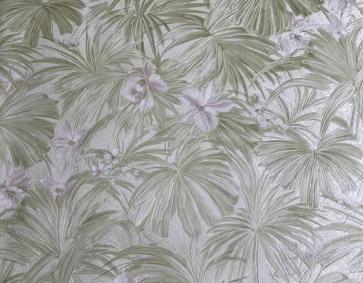 Parlak Yeşil Tropikal Yapraklı Çiçek Desenli Duvar Kağıdı 666816