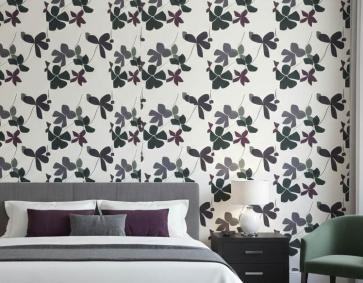 Siyah Beyaz Çiçek Desenli Duvar Kağıdı 112025