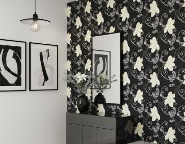 Siyah Çiçek Desen Duvar Kağıdı 126857/B