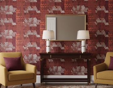 Siyah Kırmızı Bordo Desenli Duvar Kağıdı 112019