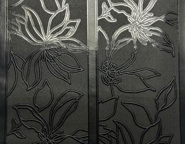 Siyah Parlak Çiçekli Dokulu Ucuz Duvar Kağıdı 