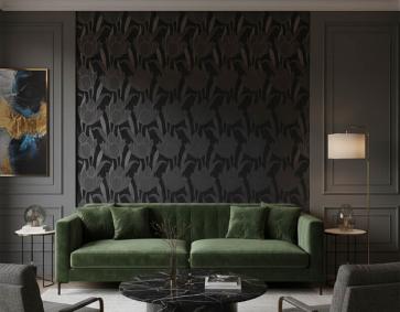 Siyah Parlak Çiçekli Duvar Kağıdı 670141