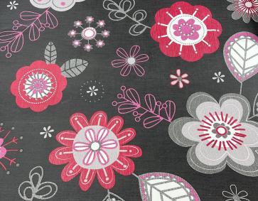 Siyah Pembe Çiçek Desen Duvar Kağıdı 12058853