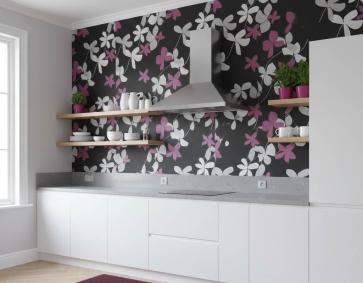 Siyah Pembe Gümüş Desen Duvar Kağıdı 112027