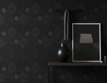 Siyah Zemin Çiçek Tasarım Duvar Kağıdı 111031