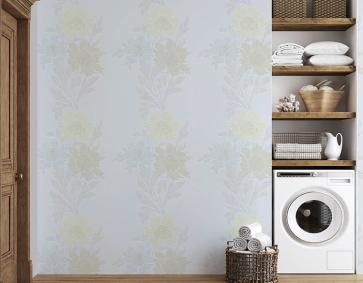 Soft Mavi Arka Plan Renki Çiçekler Ucuz Duvar Kağıdı  771411