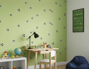 Yeşil Arka Plan Futbol Topu Desen Ucuz Duvar Kağıdı 217605