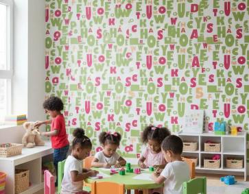 Yeşil Kırmızı Harfler 16 M2 Duvar Kağıdı 81362