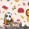 Elle Çizilmiş Çocuksu Hayvanlar Desen Çocuk Odası Duvar Kağıdı 