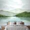 Suluboya Göl Manzarası Yatak Odası Duvar Kağıdı