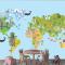 Hayvan Dünya Haritası Çocuk Odası Duvar Kağıdı