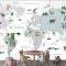 Beyaz Zemin Çocuk Odası Dünya Haritası