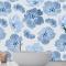 Mavi Çiçek Desenli Vintage Banyo Duvar Kağıdı