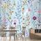 Renkli Çiçekler Mavi Duvar Kağıdı 