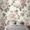 Krem & Pembe Gül Vintage Çiçek Yatak Odası Duvar Kağıdı