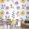 Pastel Renklerde Çiçek Desenli Duvar Kağıdı