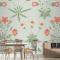 Çiçek Desenli Yeşil Duvar Kağıdı