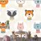 Çocuklar Sevimli Safari Hayvanlar Desen Çocuk Odası Duvar Kağıdı 
