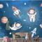 Gezegenler Çocuk Odası Duvar Kağıdı Ile Çocuklar Suluboya Uzay