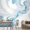 Mermer Tarzı Mavi Fırça Boya Sanatı Duvar Kağıdı 