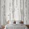 Nötr Baskılı Ahşap Panel Efektli Yatak Odası Duvar Kağıdı