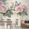 Vintage Pastel Pembe Çiçekli Duvar Kağıdı 