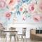 Vintage Suluboya Pembe Çiçekler Duvar Kağıdı