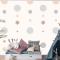 Krem Çocuk Odası Duvar Kağıdı Duvarında Estetik Puantiyeli Desen