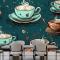 Çay Fincanlarının Desenleri Cafe Duvar Kağıdı