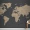 Dünya Haritası Duvar Kağıdı Füme Kahverengi Tonları
