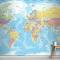 Dünya Haritası Klasik Renkli Siyasi Duvar Kağıdı 