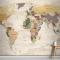 Krem Renk Zemin Detaylı Dünya Haritası Duvar Kağıdı