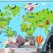 Dünyayı Seyahat Dünya Haritası Çocuk Odası Duvar Kağıdı 