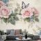 Vintage Pastel Pembe Çiçekli Duvar Kağıdı 