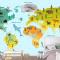 Farklı Hayvan Çocuk Odası Duvar Kağıdı  Ile Dünya Haritası